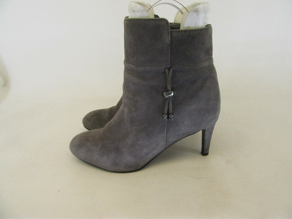 Lands End Womens Size 8.5 B Gray Suede Zip Ankle Fashion Boots Bootie
